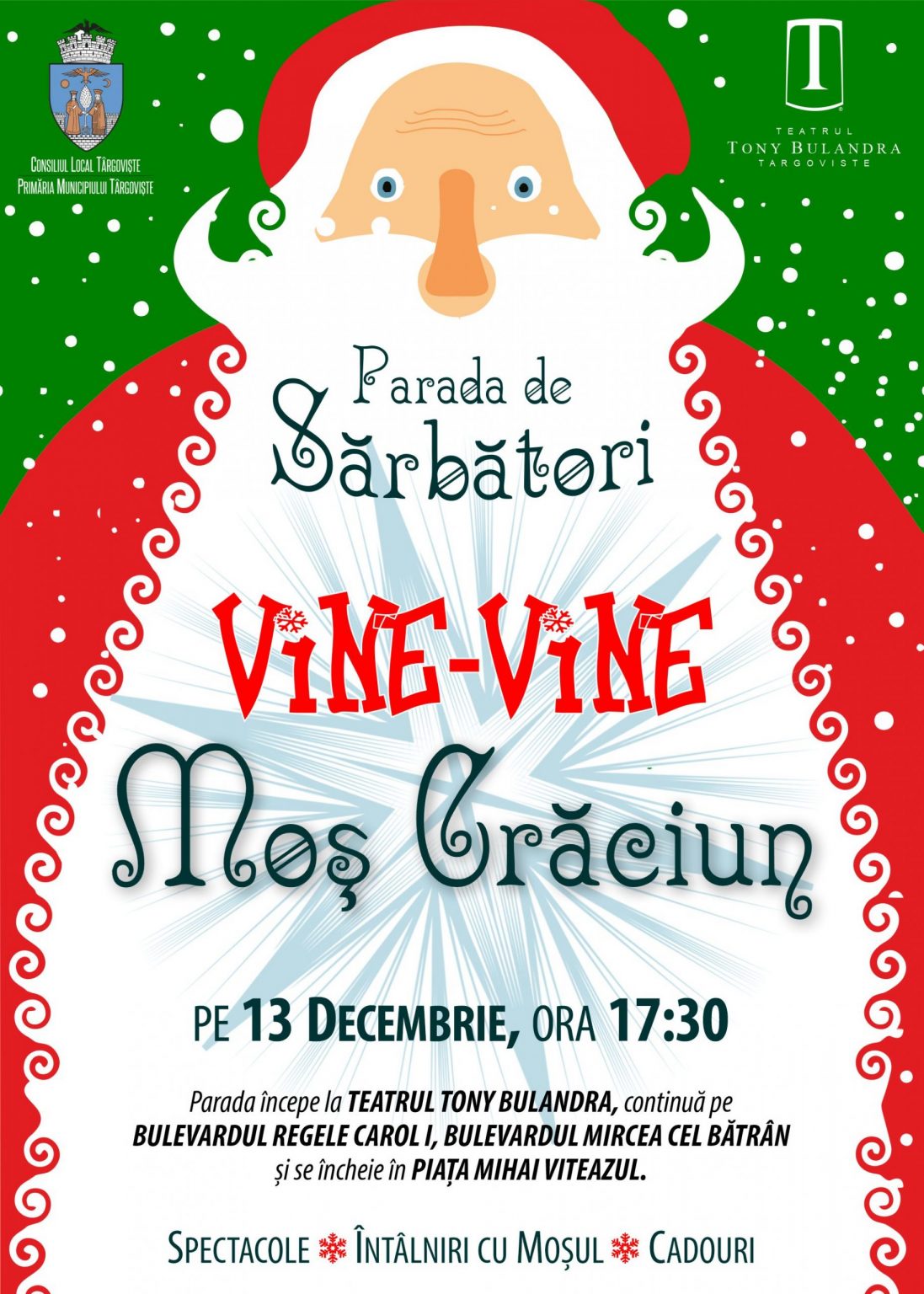 Pe 13 decembrie, Moș Crăciun sosește  la Târgovişte