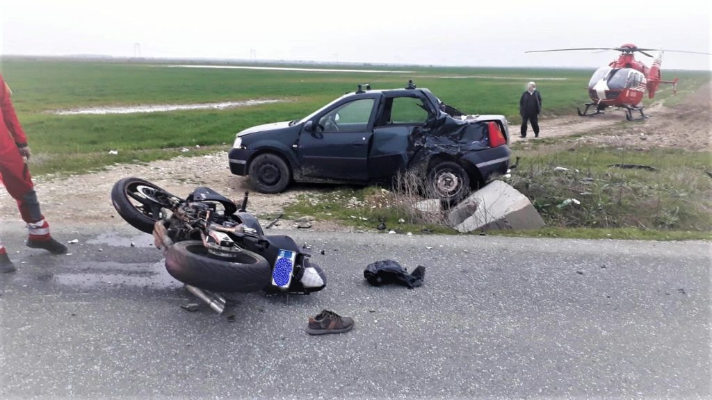 Un accident grav a avut loc în comuna Corbii Mari, s-a solicitat elicopterul SMURD