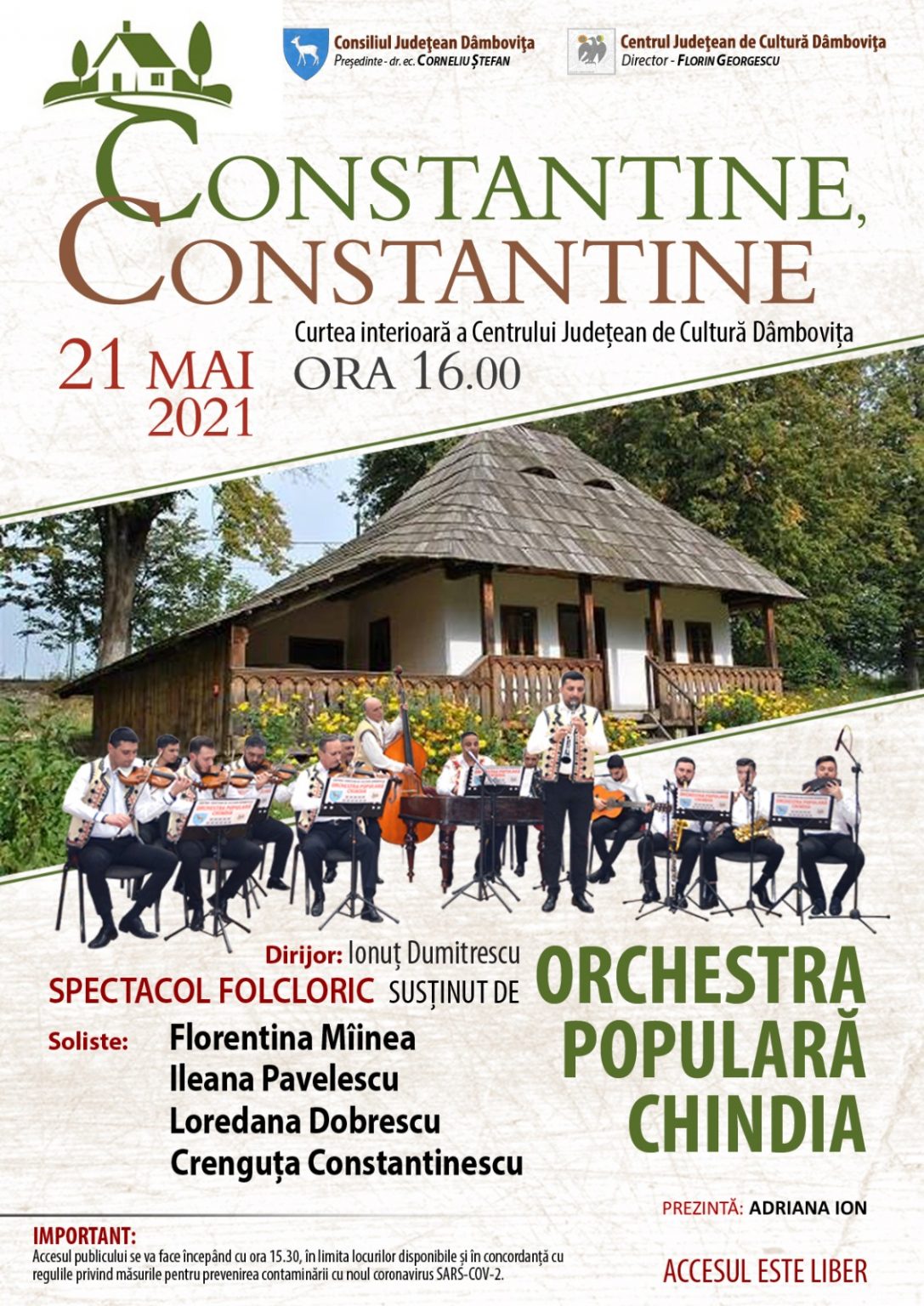 Centrul Județean de Cultură Dâmbovița vă invită la un spectacol folcloric extraordinar dedicat celor care poartă numele sfinților Constantin și Elena