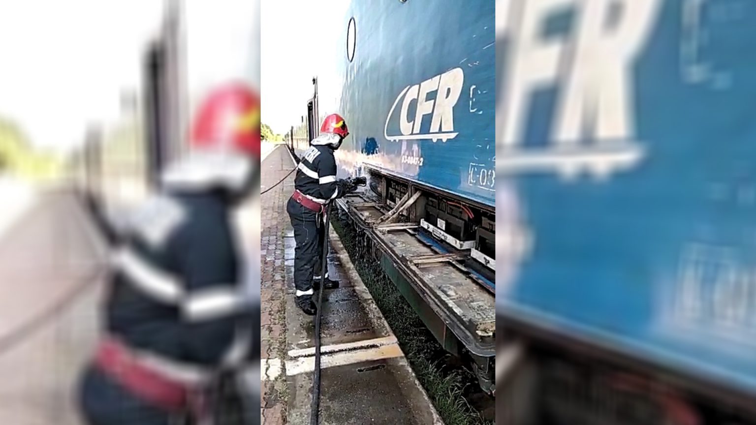 Panică în Gara Târgoviște Sud, o locomotivă a luat foc