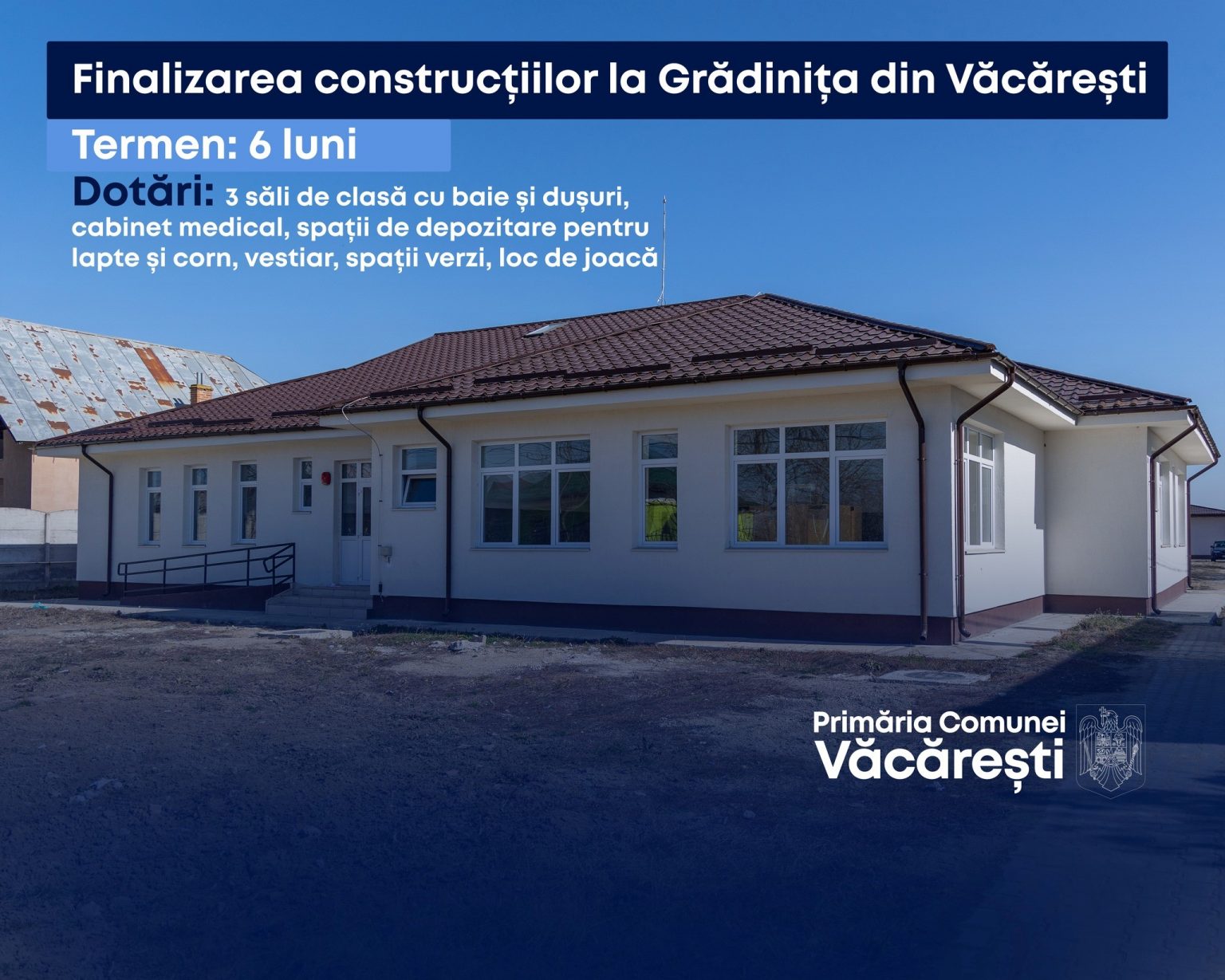 Administrația locală a semnat deja contractul de lucrări ce vizează dotarea noii grădinițe din Văcărești