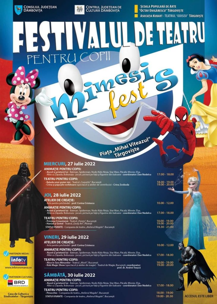 Cei mici sunt așteptați  la  Festivalul ” Mimesis Fest”, 27 iulie – 30 iulie 2022 la Târgovişte