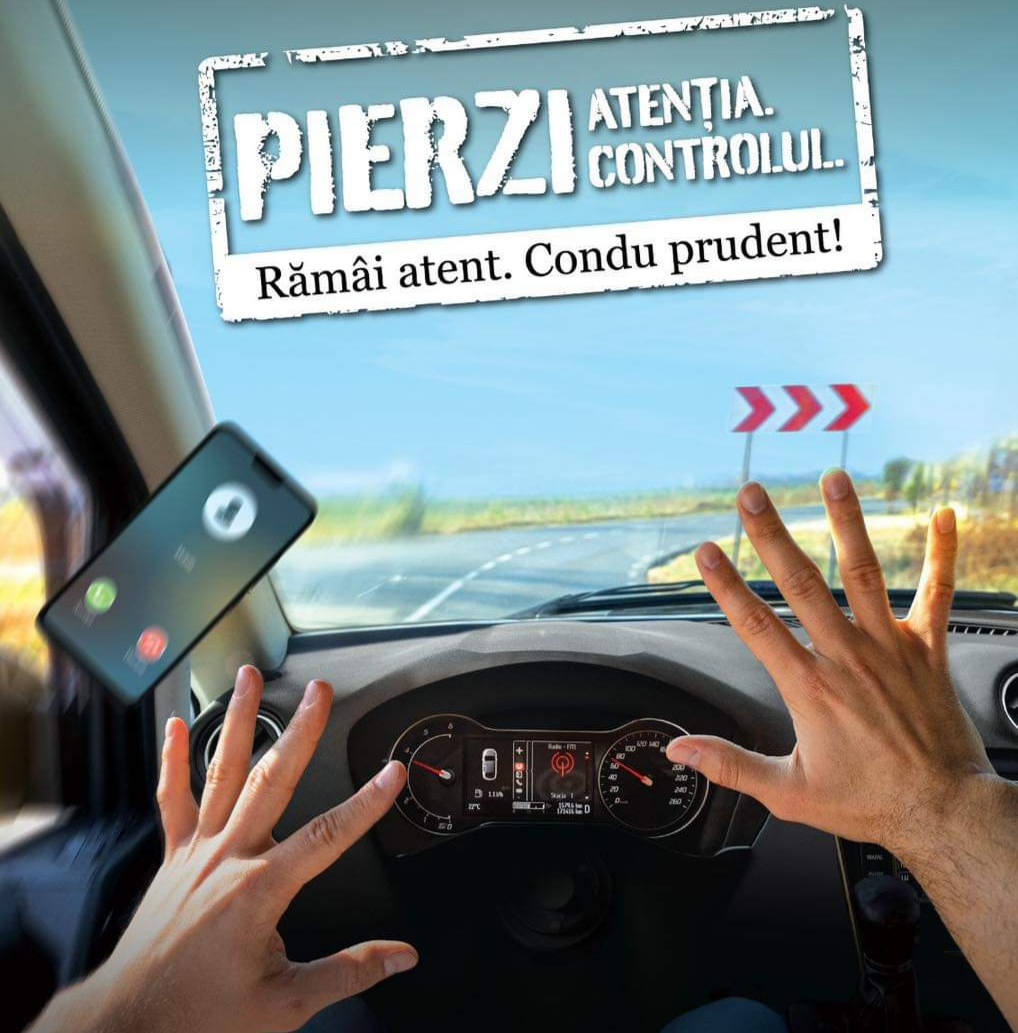 Condu prudent și lasă telefonul din mână în timp ce faci asta!