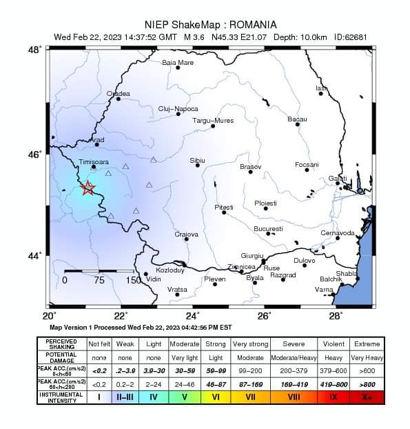 Miercuri au avut loc cutremure în Gorj, Timiș și Vrancea 