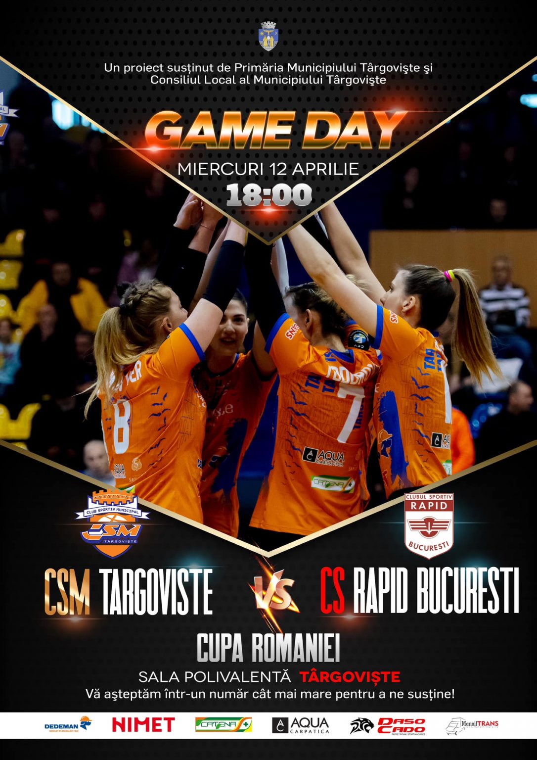 Miercuri, 12 Aprilie, ora 18:00, meci de volei la Sala Polivalentă din Târgoviște