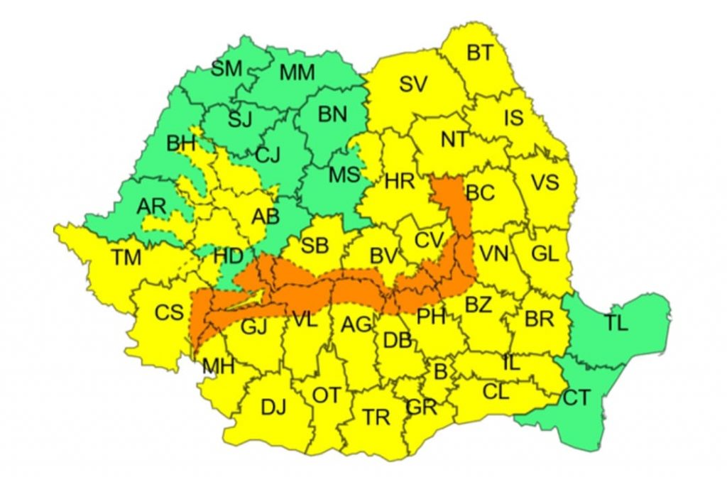 Din această seară, ora 23:00, județul Dâmbovița este sub COD GALBEN de FRIG, VÂNT și PLOI, până miercuri, 5 aprilie