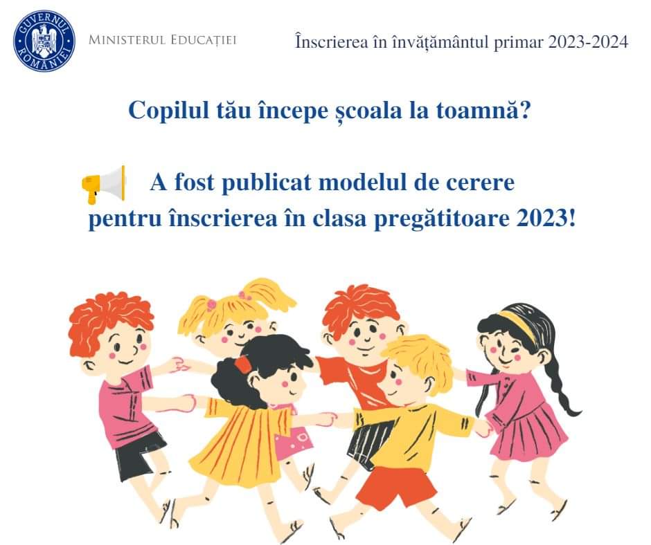 Precizări importante privind înscrierea în ÎNVĂȚĂMÂNTUL PRIMAR 2023
