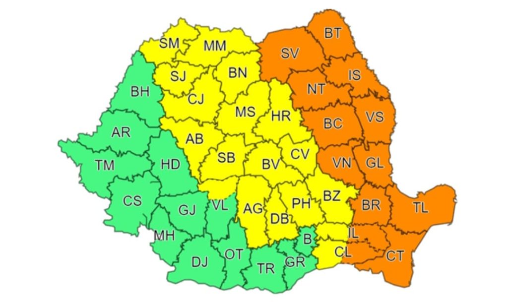 COD GALBEN de FURTUNI, valabil pentru județul Dâmbovița, în intervalul 06 august, ora 10:00 – 07 august, ora 06:00