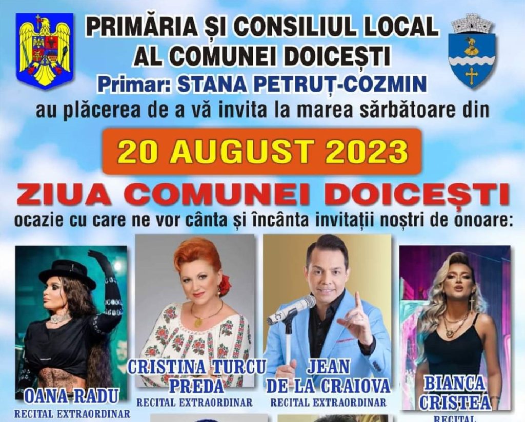 Mare sărbătoare la Doicești, pe 20 august