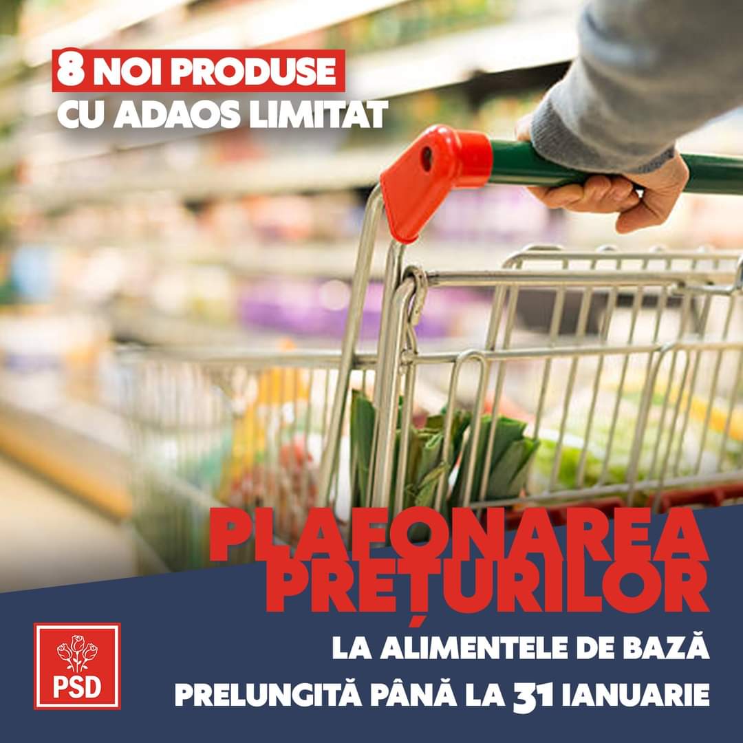 PSD Dâmbovița a anunțat  că plafonarea adaosului comercial va fi prelungită cu 3 luni, până la 31 ianuarie 2024 în  contextul în care măsura PSD