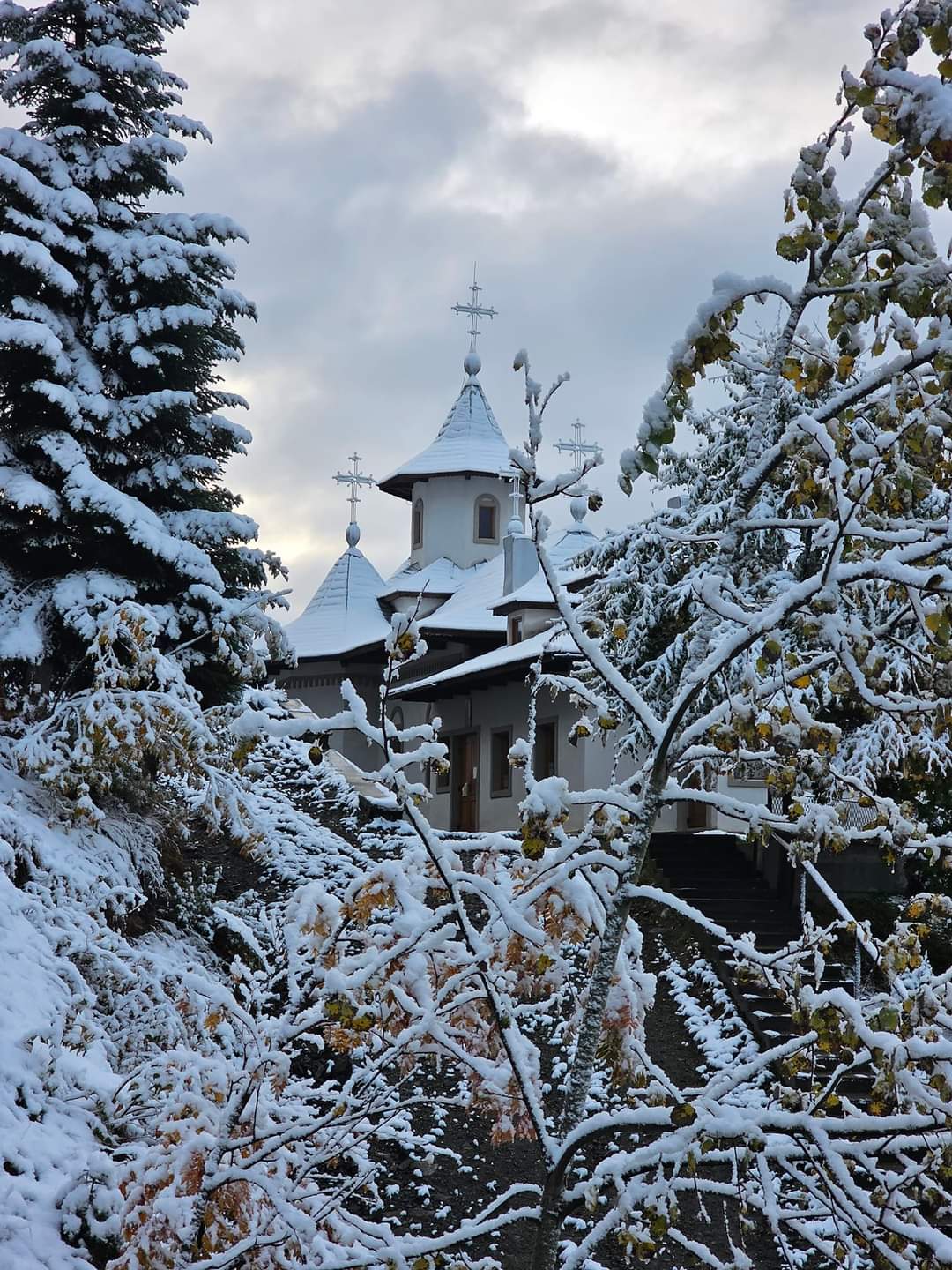 Iarnă în toată regula în zona Mănăstirii  Sfântul Ioan Iacob – „Corlățeni” din Pojorâta, județul Suceava, sunt imaginile de poveste. 