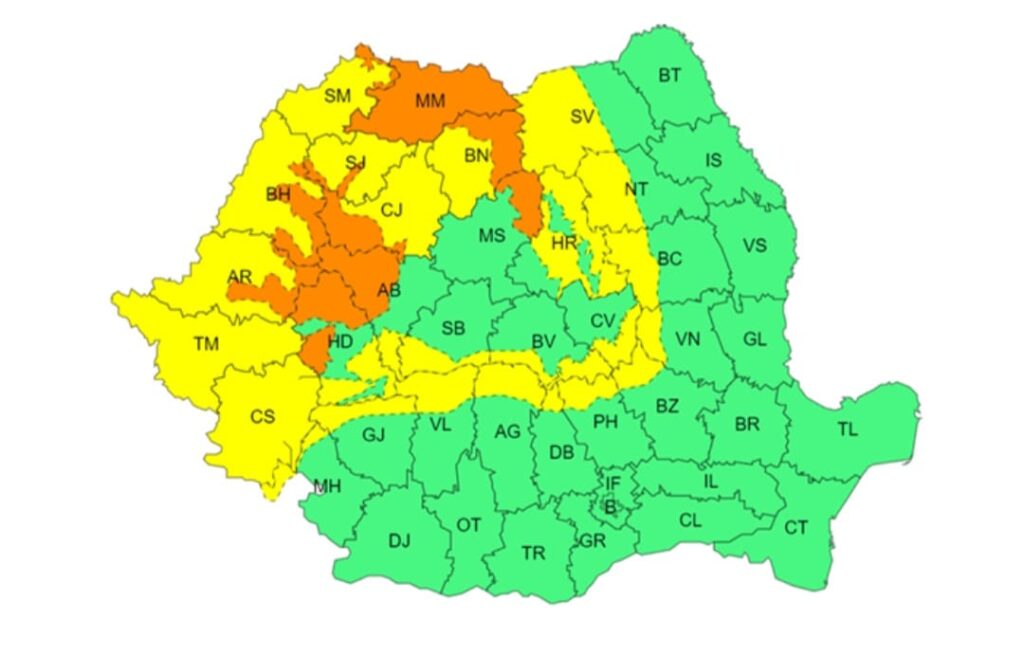Avertizare meteorologică Cod Galben valabilă pentru zona montană a județului Dâmbovița