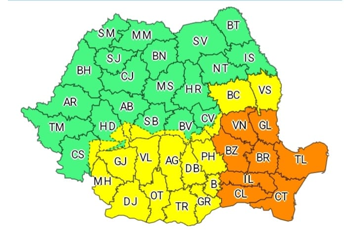 Tot județul Dâmbovița este sub COD GALBEN de PLOI, LAPOVIȚĂ, NINSORI și VÂNT