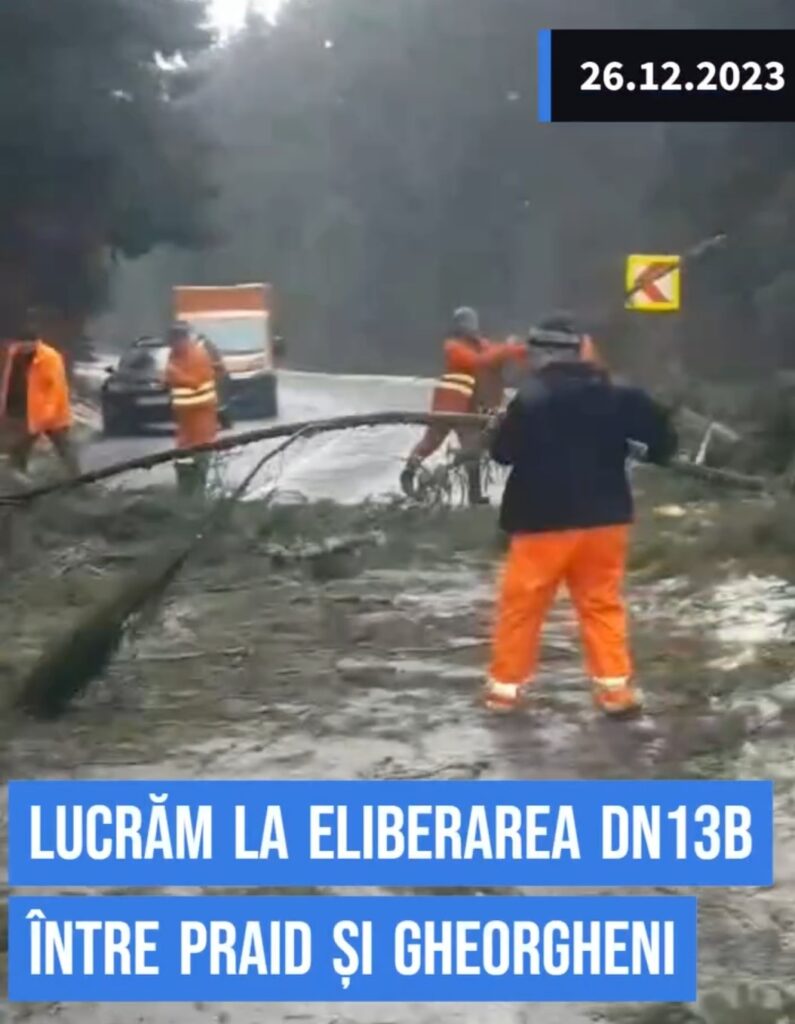 Atenție șoferi! ÎNCEPÂND CU ORA 9:30 SE CIRCULĂ PE O BANDĂ PE DN13B ÎNTRE Praid ȘI Gheorgheni, ÎN JUDEȚUL Harghita .