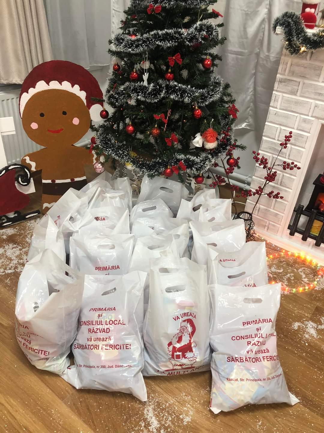 Ho, ho, ho! În Laponia, renii stau înhămați la sania Moșului, încărcată cu daruri, în așteptarea zăpezii.Dar cum zăpadă se lasă așteptată
