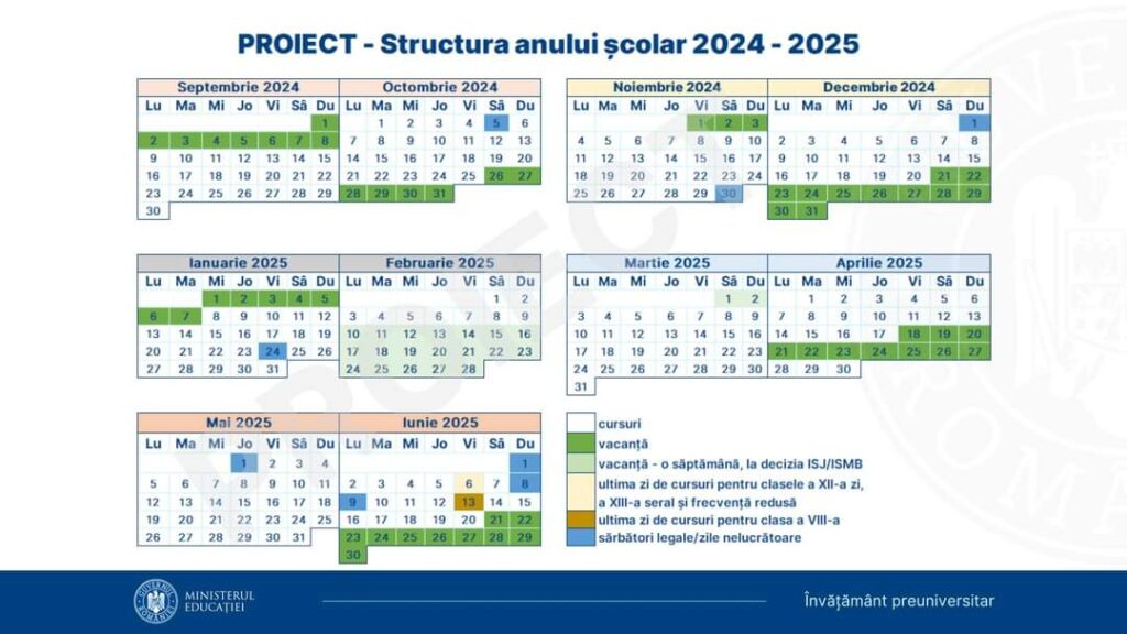 Structura anului școlar 2024-2025 este în consultare publică Structura anului școlar 2024-2025 este în consultare publică potrivit proiectului de Ordin al ministrului Educației.