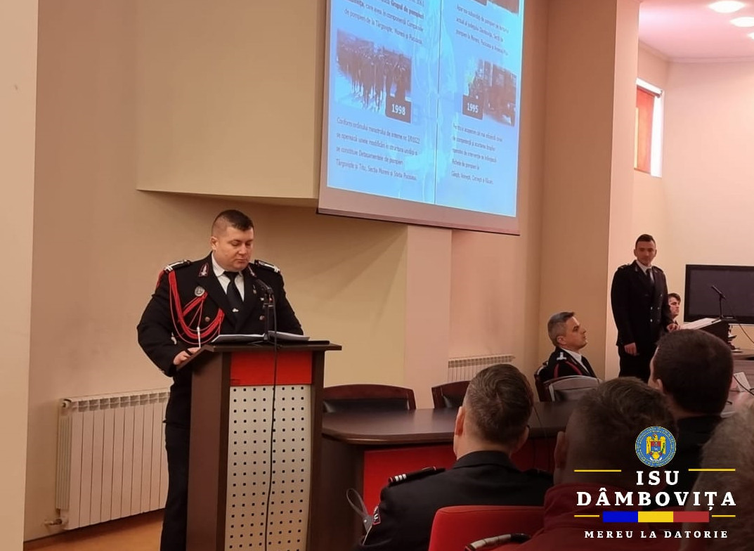 Raportul de evaluare a activității ISU Dâmbovița pe anul 2023, s-a făcut ieri,în prezența  reprezentantului Inspectoratului General pentru Situaţii de Urgenţă,   colonel Monoranu Ciprian.