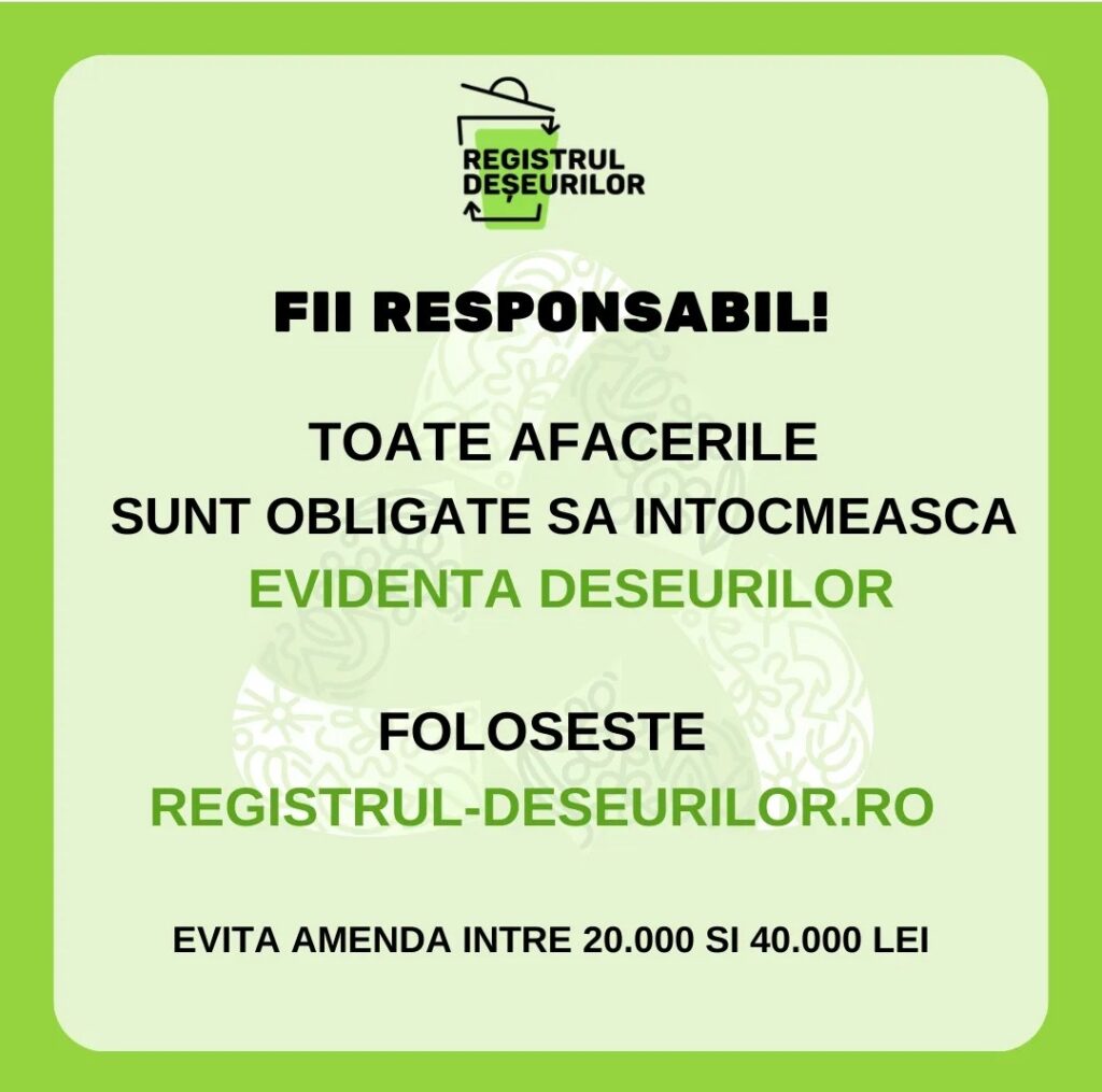 Evidența deșeurilor este obligatorie pentru toate firmele cu activitate la sediu sau la un punct de lucru Evidența deșeurilor este obligatorie pentru toate firmele cu activitate la sediu sau la un punct de lucru. Amenda este intre 20.000 si 40.000 lei.