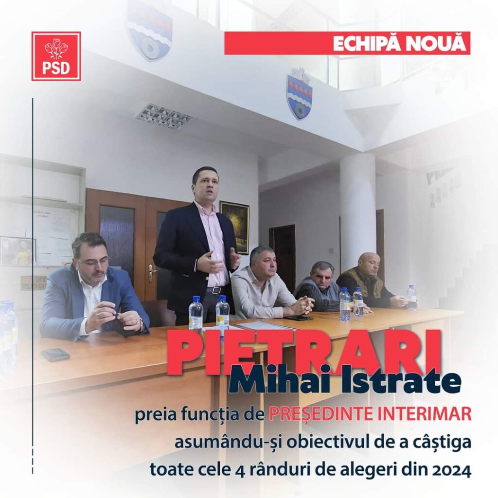 Organizația PSD Pietrari are un nou președinte interimar, în persoana domnului Mihai Istrate, vicepreședinte al PSD Dâmbovița și consilier județean.