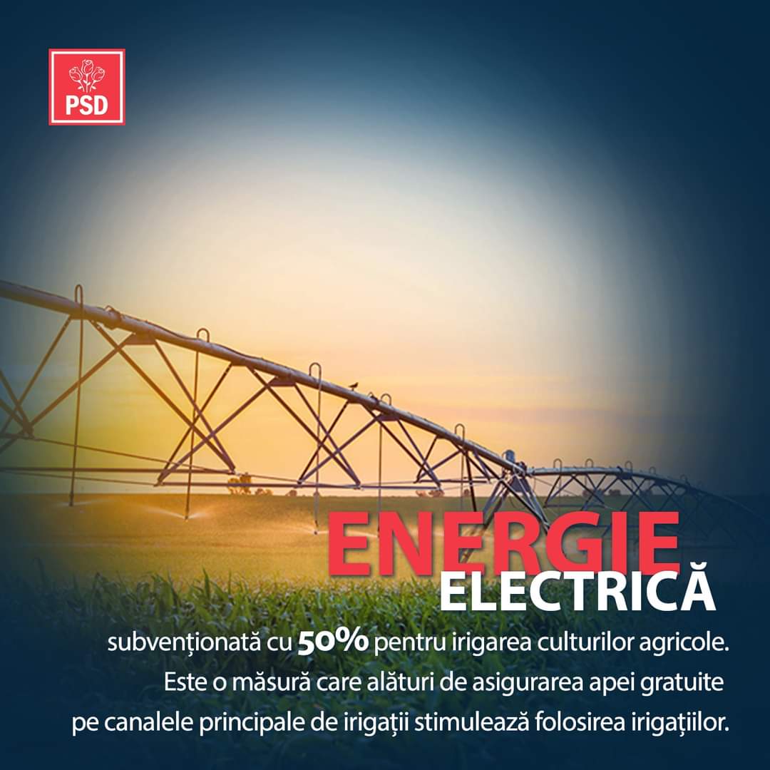Sprijin pentru achitarea energiei electrice consumată în irigații, în ședința de Guvern din 8 februarie 2023 a fost aprobată Hotărârea