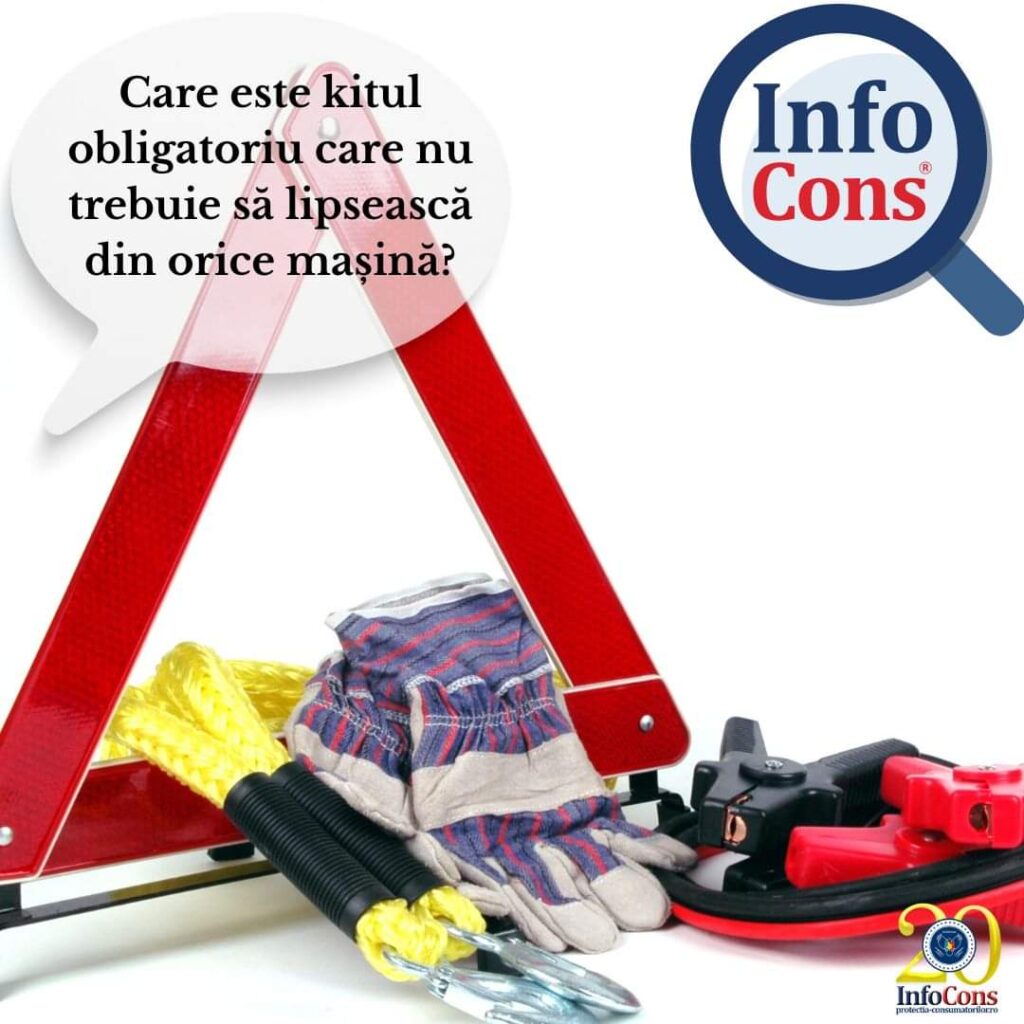 InfoCons ne informează că în România, există o serie de dotări auto obligatorii pe care orice șofer trebuie să le aibă pentru a se conforma