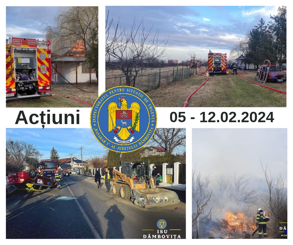 În ultima săptămână, 5 – 12 februarie 2024, echipajele de intervenţie din cadrul Inspectoratului pentru Situaţii de Urgenţă „Basarab I”