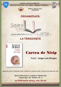 Seară de carte la Târgovişte, joi, 22 februarie 2024, ora 18.00,  la sediul Bibliotecii Judeţene „I. H. Rădulescu