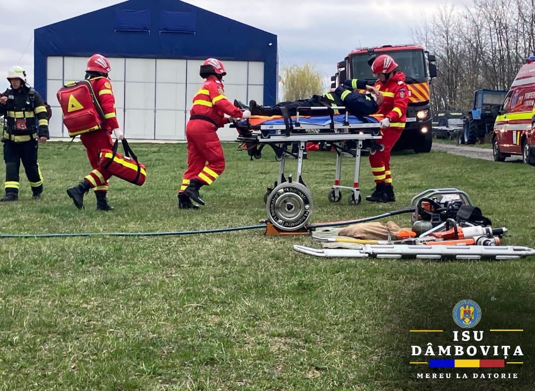 Exerciţiu ce a avut ca scenariu un accident aviatic pe raza localității dâmbovițene Ilfoveni, Inspectoratul pentru Situaţii de Urgenţă