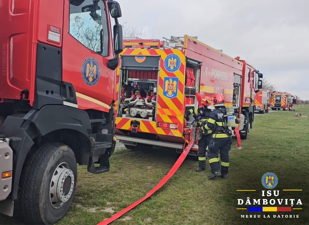 Exerciţiu ce a avut ca scenariu un accident aviatic pe raza localității dâmbovițene Ilfoveni, Inspectoratul pentru Situaţii de Urgenţă