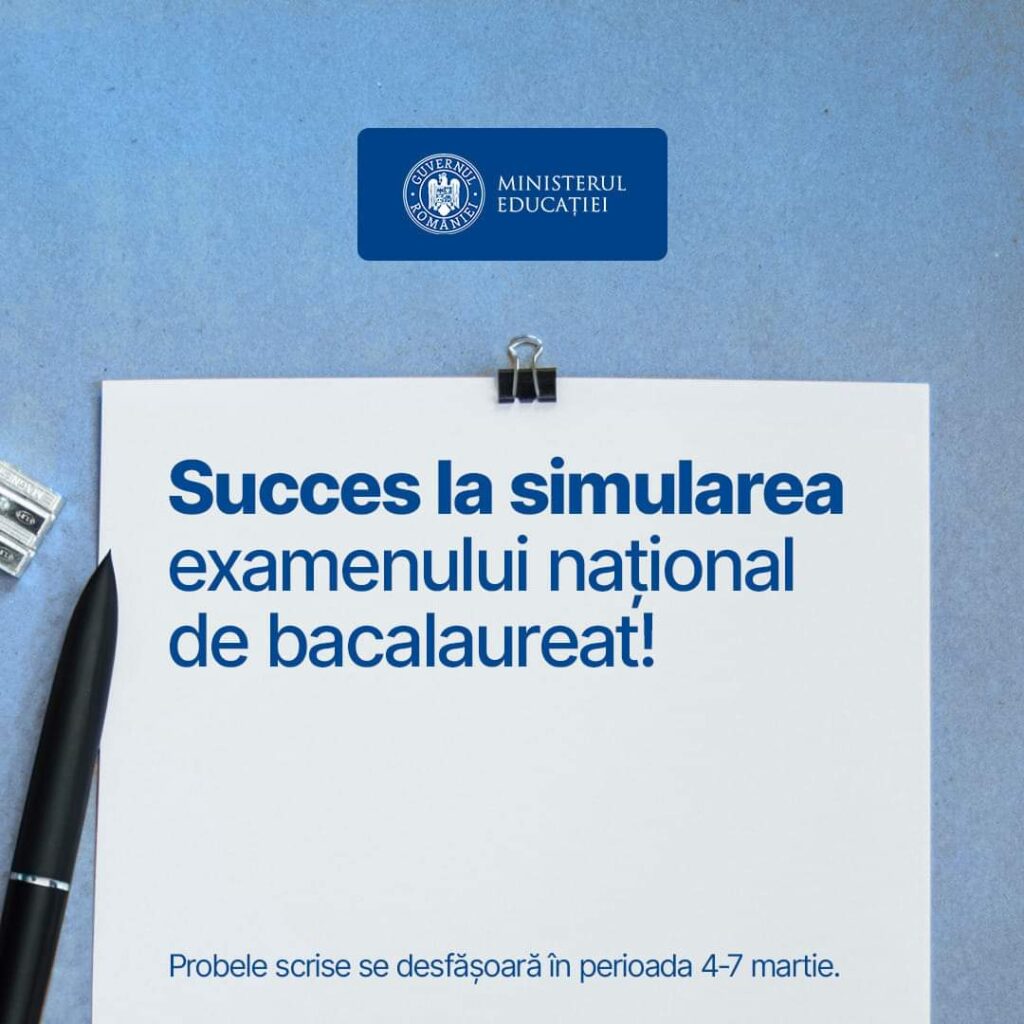 SIMULARE EXAMENUL de BACALAUREAT 2024: De astăzi, elevii de clasa a XII-a sunt a susțină probele scrise ale simulării SIMULARE EXAMENUL de BACALAUREAT 2024: De astăzi, elevii de clasa a XII-a sunt așteptați să susțină probele scrise ale simulării examenului național de bacalaureat!