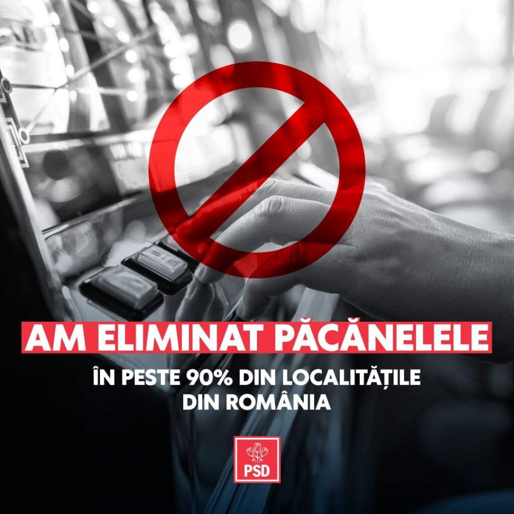PSD susține  că Legea anti-păcănele la sat, recent promulgată, reprezintă un prim pas ferm în protejarea cetățenilor vulnerabili și a tineretului de riscurile aduse de jocurile de noroc. 