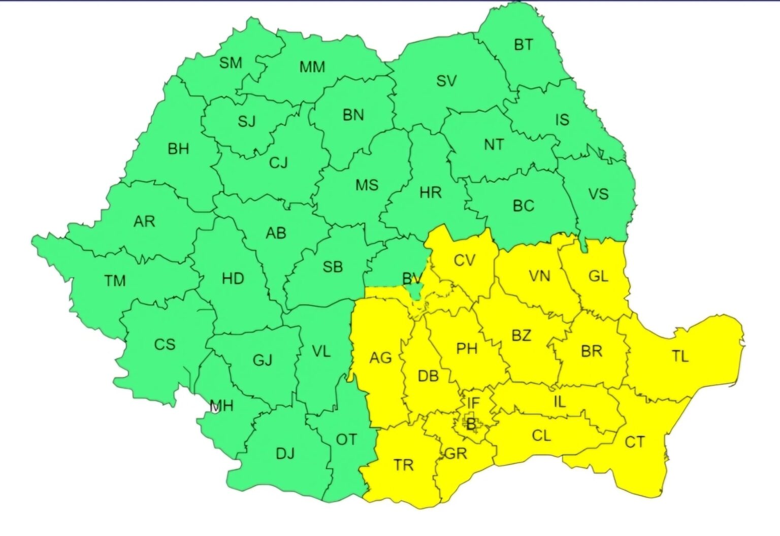 ATENȚIONARE METEOROLOGICĂ  COD GALBEN valabilă pentru județul Dâmbovița în intervalul 17 aprilie, ora 10:00