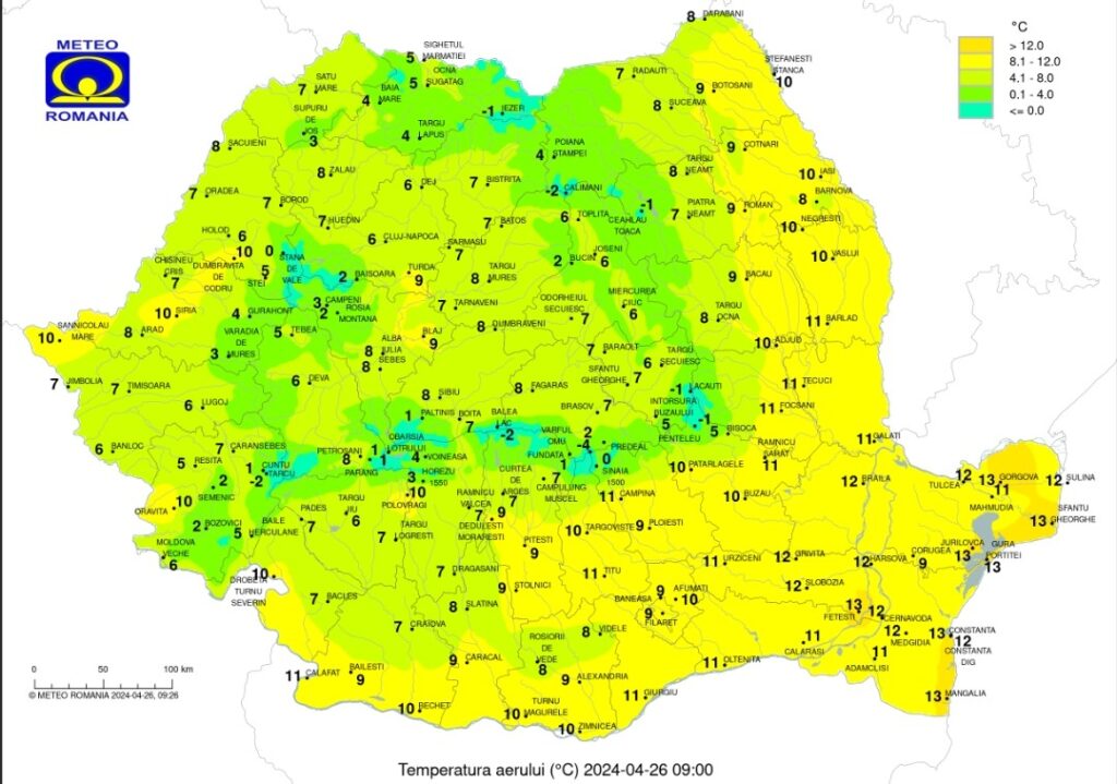 VINERI, 26 APRILIE 2024: În prima parte a zilei soare, după-amiază ploi , valorile termice se vor situa în jurul celor normale pentru ultima decadă a lunii aprilie. 