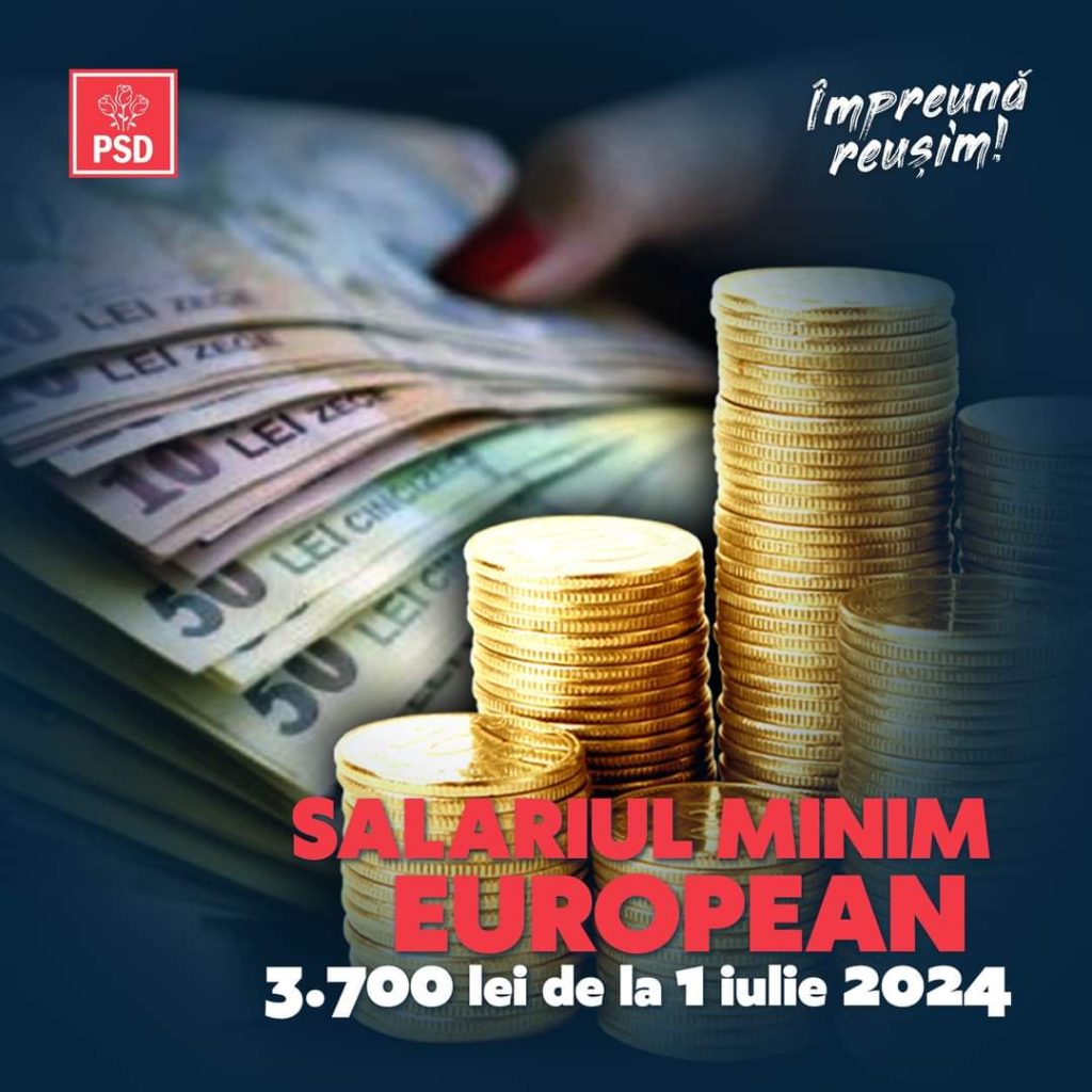 PSD Dâmbovița: Creșterea salariului minim la 3.700 de lei, anunțată de premierul Marcel Ciolacu pentru data de 1 iulie 2024 PSD Dâmbovița consideră că orice efect pozitiv din economie trebuie să se reflecte și în veniturile salariale ale cetățenilor.