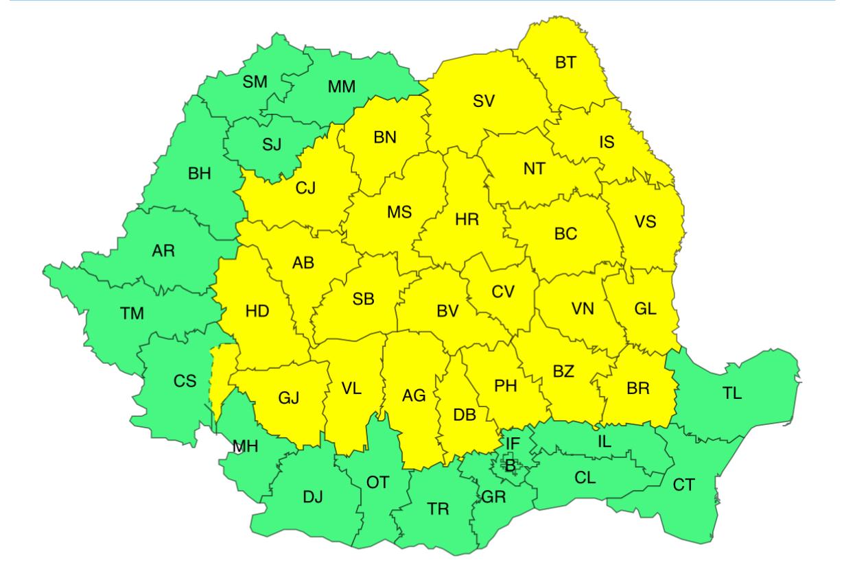ALERTĂ! Județul Dâmbovița este sub COD GALBEN de PLOI, VIJELII și GRINDINĂ, ATENȚIONARE valabilă