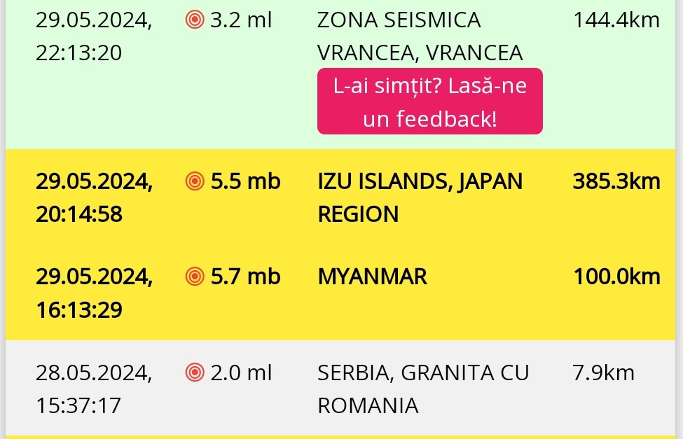 Cutremur cu magnitudinea de 3,2, în zona Vrancea.