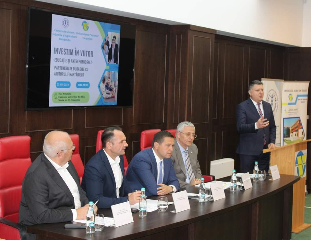 Universitatea „Valahia” din Târgoviște a organizat miercuri, 22 mai 2024, evenimentul intitulat „Investim în viitor – Educație și Antreprenoriat