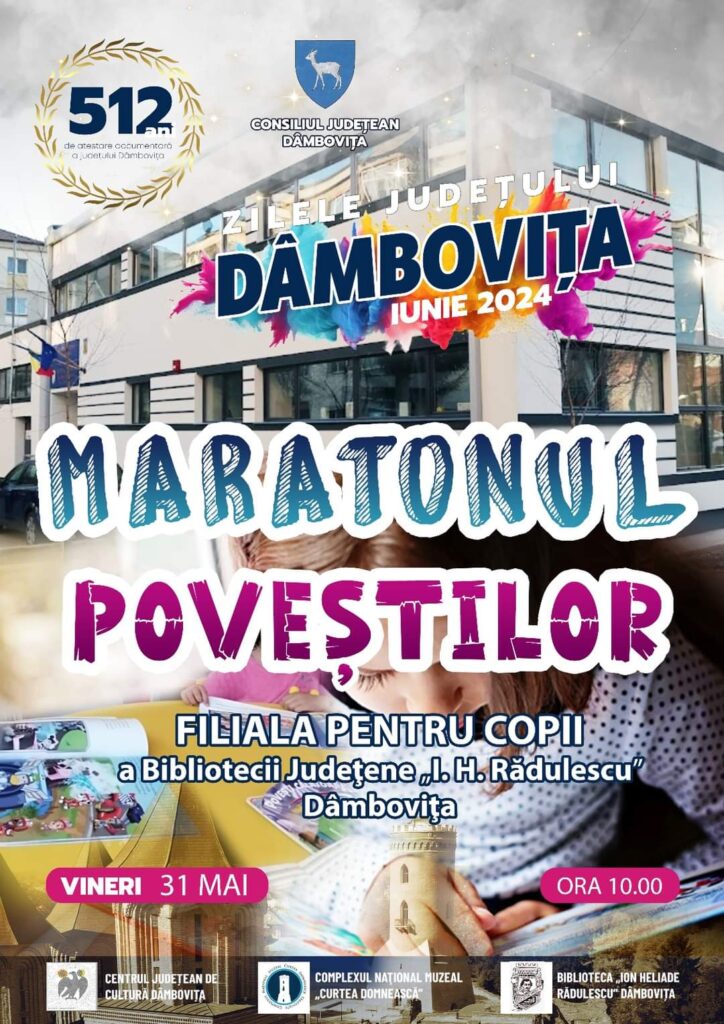  "Maratonul Poveștilor" va marca începutul Zilelor județului Dâmbovița și va avea loc la Filiala pentru Copii