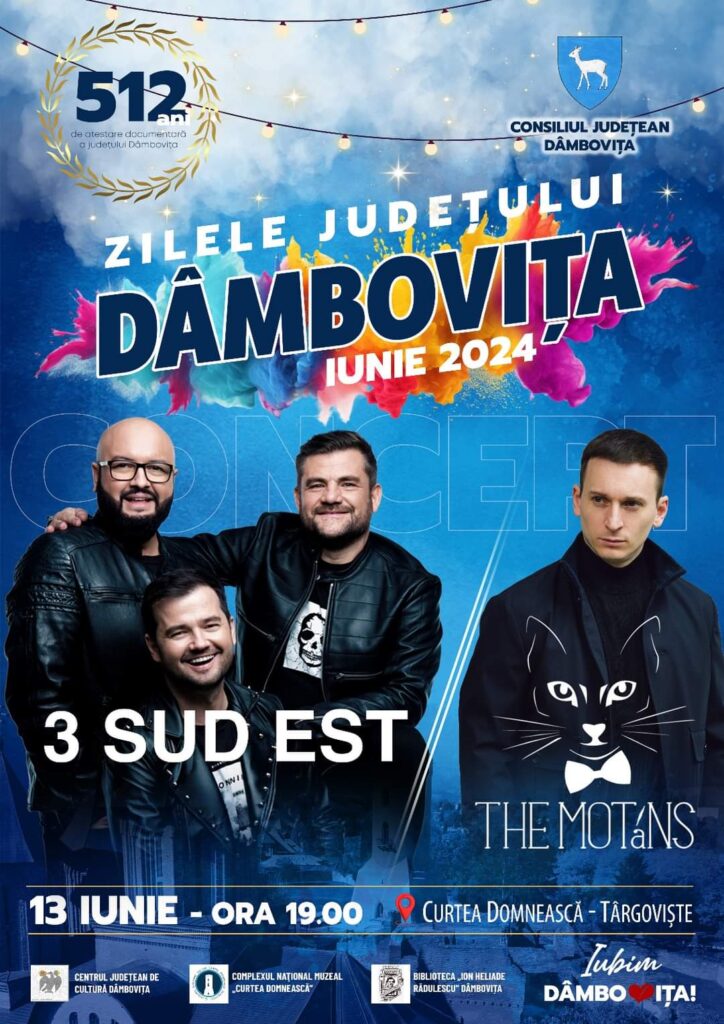 3 SUD EST concertează la Târgoviște pe data de 13 iunie, cu prilejul evenimentului „Zilele județului Dâmbovița” 3 SUD EST, binecunoscuta formație românească de muzică pop și dance, simbolul muzicii anilor ’90, concertează la Târgoviște pe data de 13 iunie