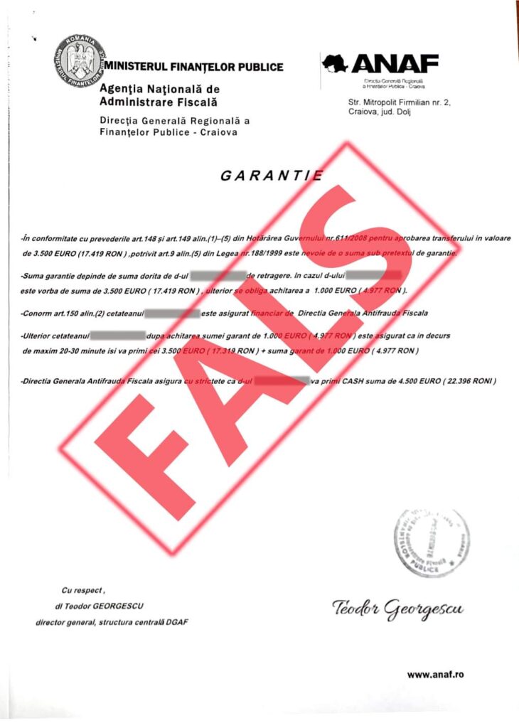 ALERTĂ: Fraude cu email-uri false în numele ANAF, mai mulți contribuabili, persoane fizice, au semnalat că primesc emailuri
