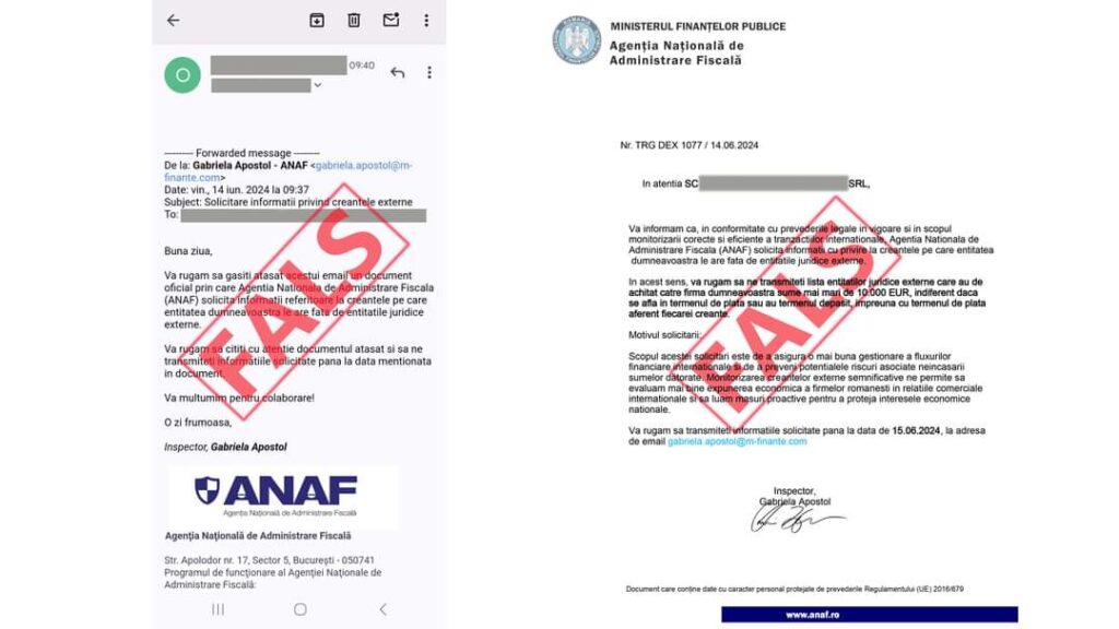  ALERTĂ: Fraude cu email-uri false în numele ANAF, mai mulți contribuabili, persoane fizice, au semnalat că primesc emailuri
