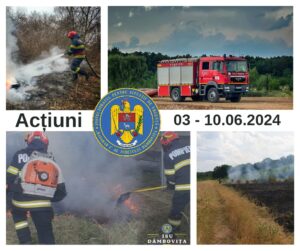 Pompierii dâmbovițeni au intervenit în ultima săptămână la 269 de evenimente:  24 incendii (locuinţe, anexe gospodăreşti, vegetație uscată etc