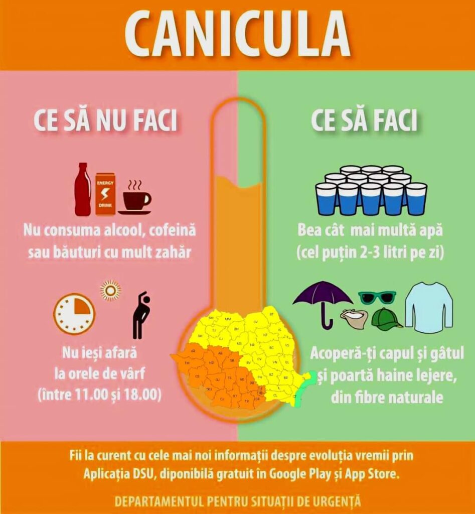 ISU Dâmbovița: Recomandări privind protecția populației pe timpul caniculei