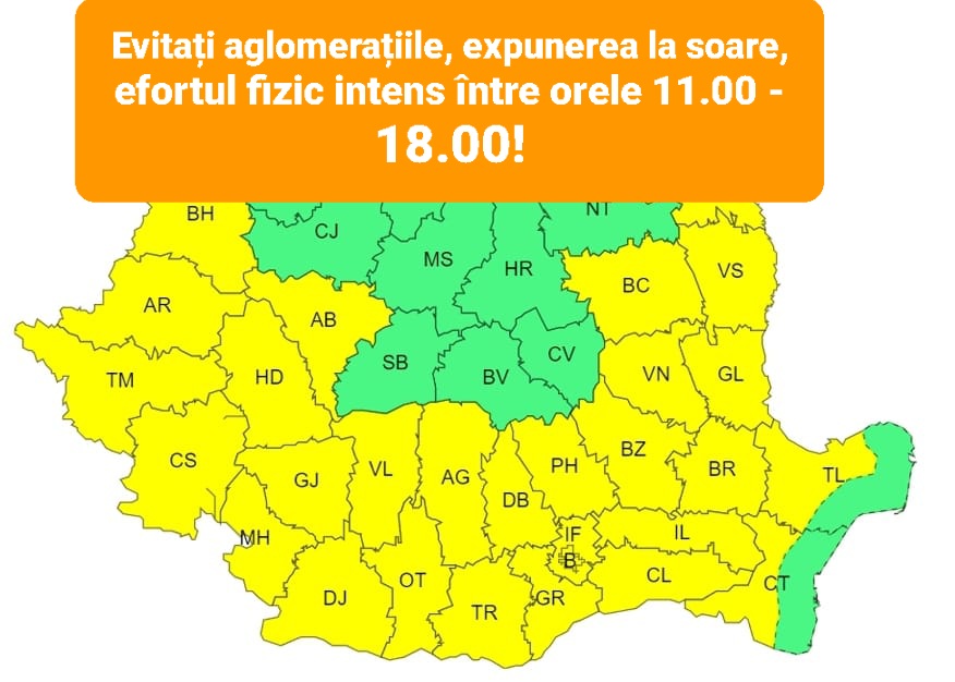 Caniculă lovește în forță, județul Dâmbovița este sub COD GALBEN , un val de aer tropical foarte puternic pune stăpânire pe România!