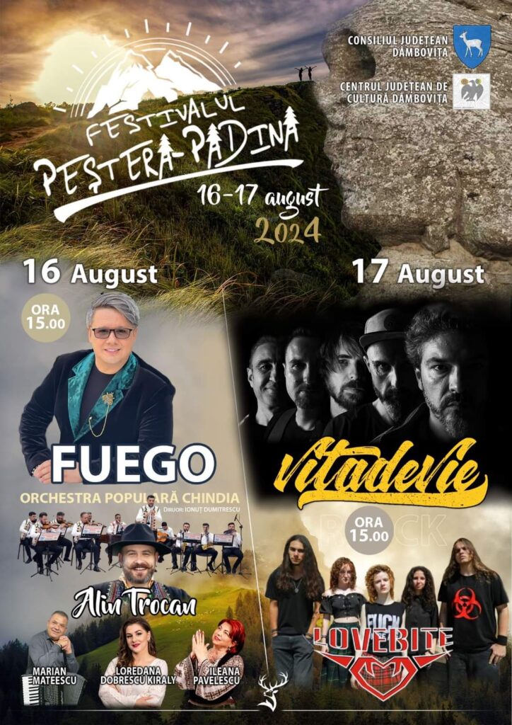 În perioada 16-17 august 2024  are loc Festivalul „Peștera –Padina”