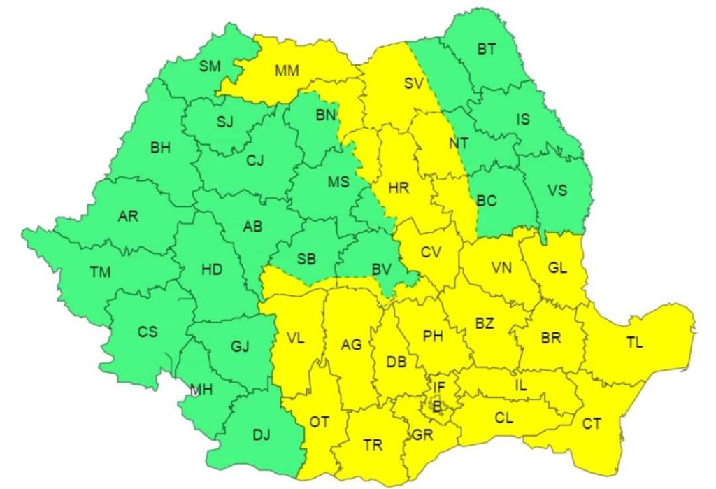 PLOI, VIJELII ȘI GRINDINĂ în tot județul Dâmbovița , 25 iulie, ora 12:00 – 25 iulie, ora 23:00