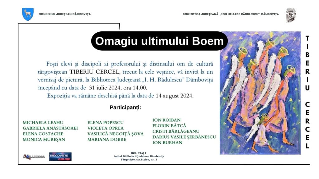 Vernisajul expoziției de pictură "Omagiu ultimului Boem" , un eveniment deosebit la Biblioteca Județeană "I. H. Rădulescu" din Dâmbovița