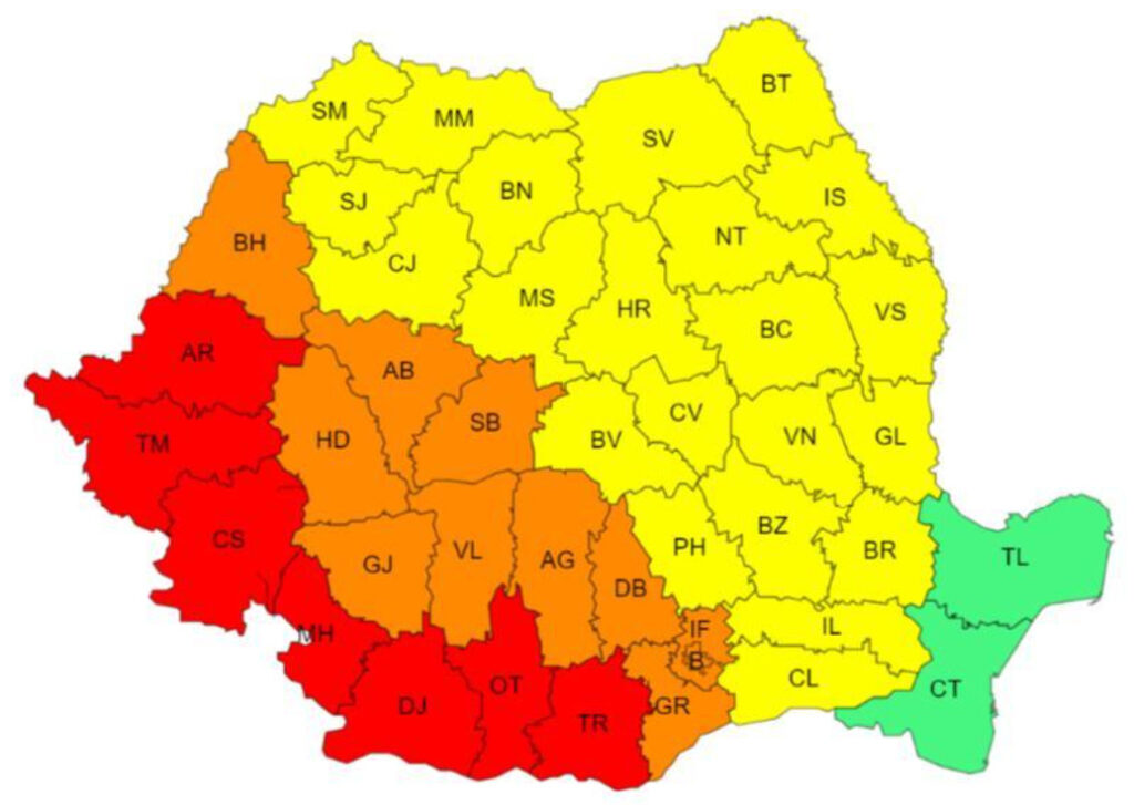 Județul Dâmbovița este astăzi sub COD PORTOCALIU de CANICULĂ dar sunt așteptate și FURTUNI Județul Dâmbovița este astăzi sub COD PORTOCALIU de CANICULĂ dar sunt așteptate și FURTUNI, mare atenție