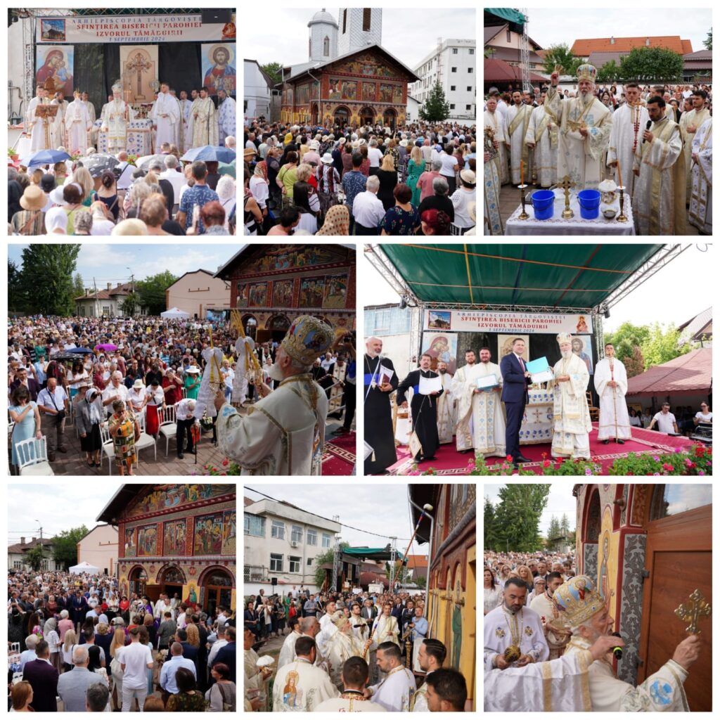 Numeroși credincioși din Târgoviște și din împrejurimi au luat parte duminică, 1 septembrie 2024, la ceremonia de sfințire a bisericii parohiei cu hramurile