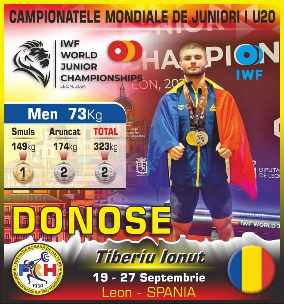 România urcă din nou pe podium la Campionatele Mondiale de Haltere Juniori 2024 - Leon, Spania! 